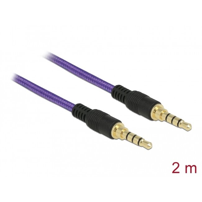 Delock Klinkenkabel 3,5 mm 4 Pin Stecker > Stecker 2 m violett
