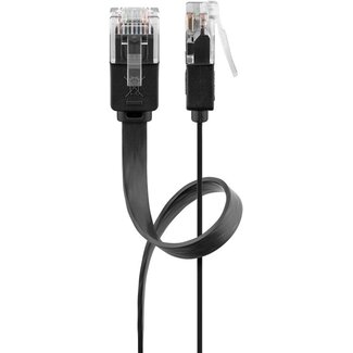 Goobay Goobay CAT 6 Flat Patch Cable, U/UTP, black 1 m