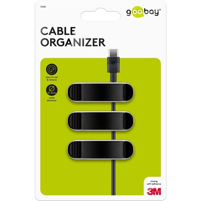 Goobay Cable Management Clip 3 Slots, Black