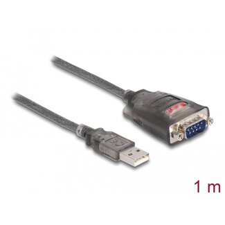 DeLOCK Delock Adapter USB 2.0 Type-A to 1 x Serial RS-232 D-Sub 9 pin male with nuts with 3 x LED 1 m