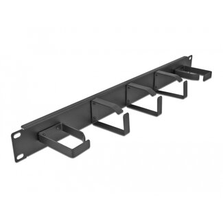 DeLOCK Delock 19″ Cable Management Routing Panel with 5 metal hooks (2 x horizontal, 3 x vertical) 1U black