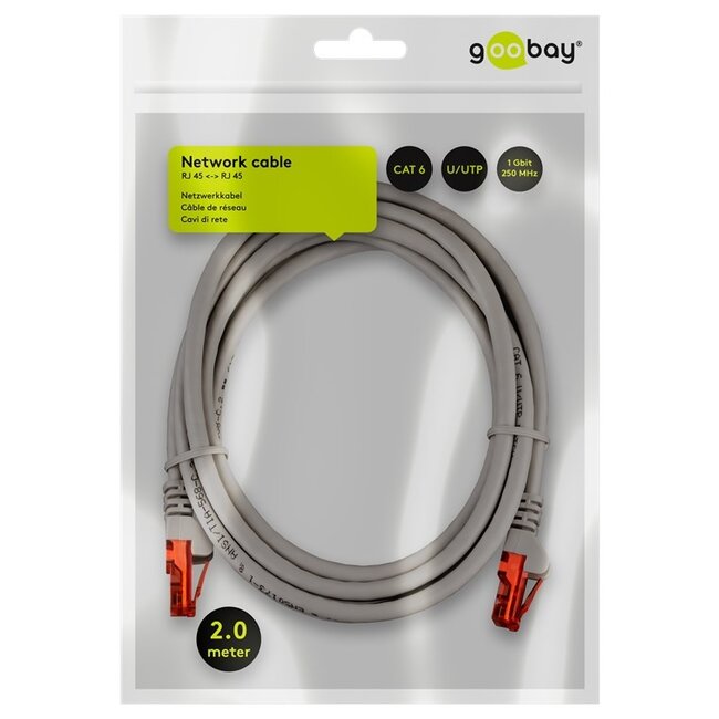 Goobay CAT 6 Patch Cable, U/UTP, grey 2 m