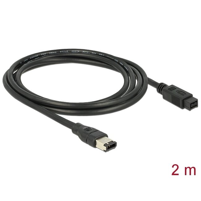 Delock Cable FireWire 9 pin male > 6 pin male 2 m