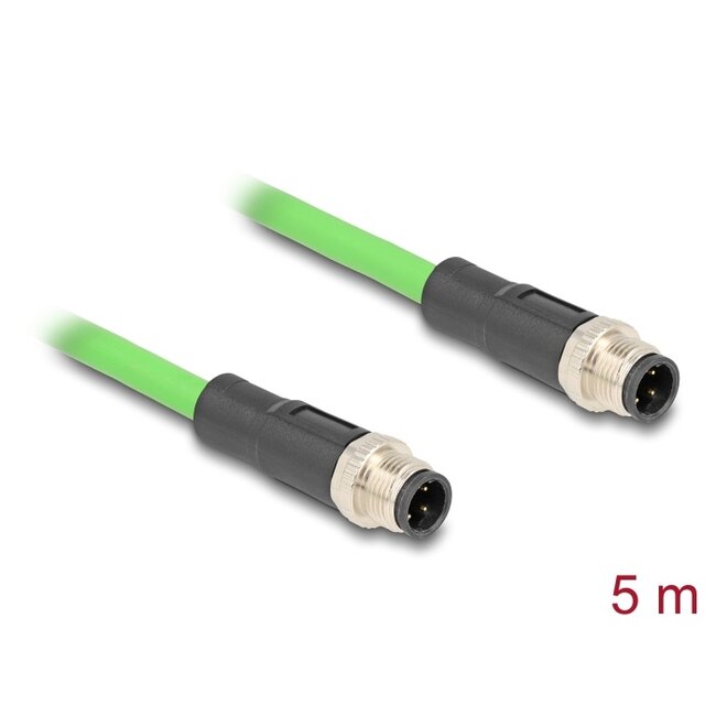 Delock M12 Cable D-coded 4 pin male to male PUR (TPU) 5 m