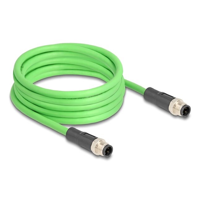 Delock M12 Cable D-coded 4 pin male to male PUR (TPU) 5 m