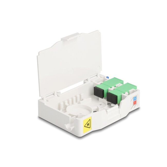 Delock Optical Fiber Connection Box for DIN rail with splice holder and 2 x SC Simplex coupler