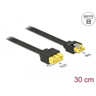 DeLOCK Delock Extension cable SATA 6 Gb/s receptacle > SATA plug with pin 8 power support latchtype 30 cm