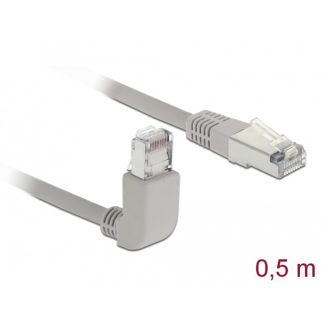 Delock Network cable RJ45 Cat.5e SF/UTP upwards angled / straight 0,5 m