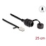 Delock Cable RJ45 male to RJ45 female for built-in with sealing cap Cat.5e FTP IP68 dust and waterproof 25 cm black