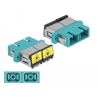 DeLOCK Delock Optical Fiber Coupler with laser protection flip SC Duplex female to SC Duplex female Multi-mode aqua