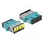 Delock Optical Fiber Coupler with laser protection flip SC Duplex female to SC Duplex female Multi-mode aqua