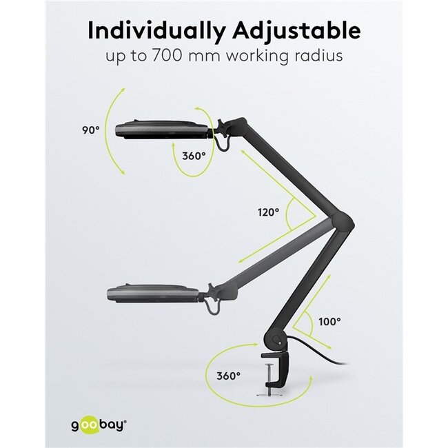 Goobay LED Magnifying Lamp with Clamp, 9 W, black