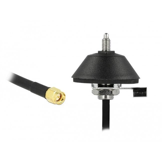 Delock Antenna base M6 with connection cable RG-58 C/U 3 m SMA plug black