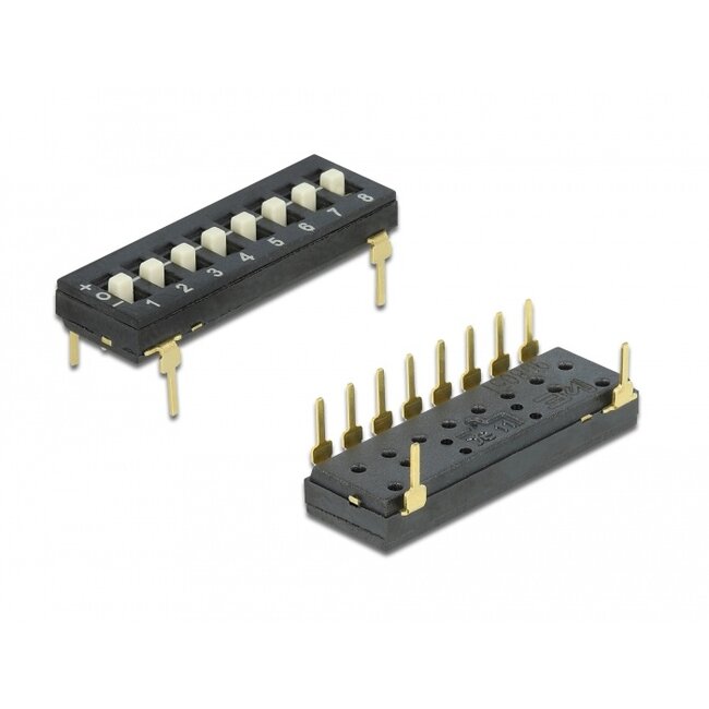 Delock DIP switch Tri-State 8-digit 2.54 mm pitch THT vertical black 2 pieces