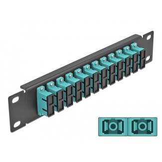 DeLOCK Delock 10″ Fiber Optic Patch Panel 12 Port SC Duplex aqua 1U black