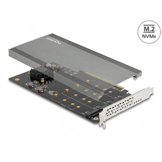 DeLOCK Delock PCI Express x16 Card to 4 x internal NVMe M.2 Key M with Heat Sink and Fan - Bifurcation