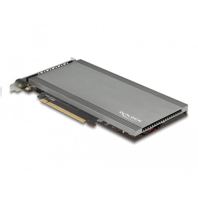 Delock PCI Express x16 Card to 4 x internal NVMe M.2 Key M with Heat Sink and Fan - Bifurcation