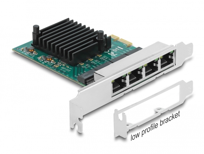 Delock PCI Express x1 Card 4 x RJ45 Gigabit LAN RTL8111 |