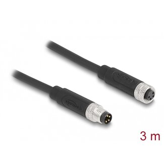 DeLOCK Delock M8 4 pin Cable A-coded male to female PUR (TPU) 3 m