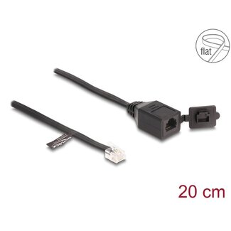 DeLOCK Delock Cable RJ12 plug to RJ12 jack with protective cap 20 cm black