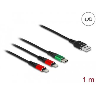 DeLOCK Delock USB Charging Cable 3 in 1 Type-A to 2 x Lightning™ / USB Type-C™ 1 m