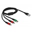 Delock USB Charging Cable 3 in 1 Type-A to 2 x Lightning™ / USB Type-C™ 1 m
