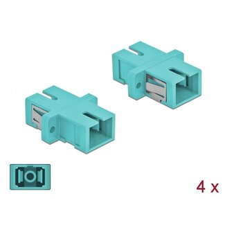 DeLOCK Delock Optical Fiber Coupler SC Simplex female to SC Simplex female Multi-mode 4 pieces light blue