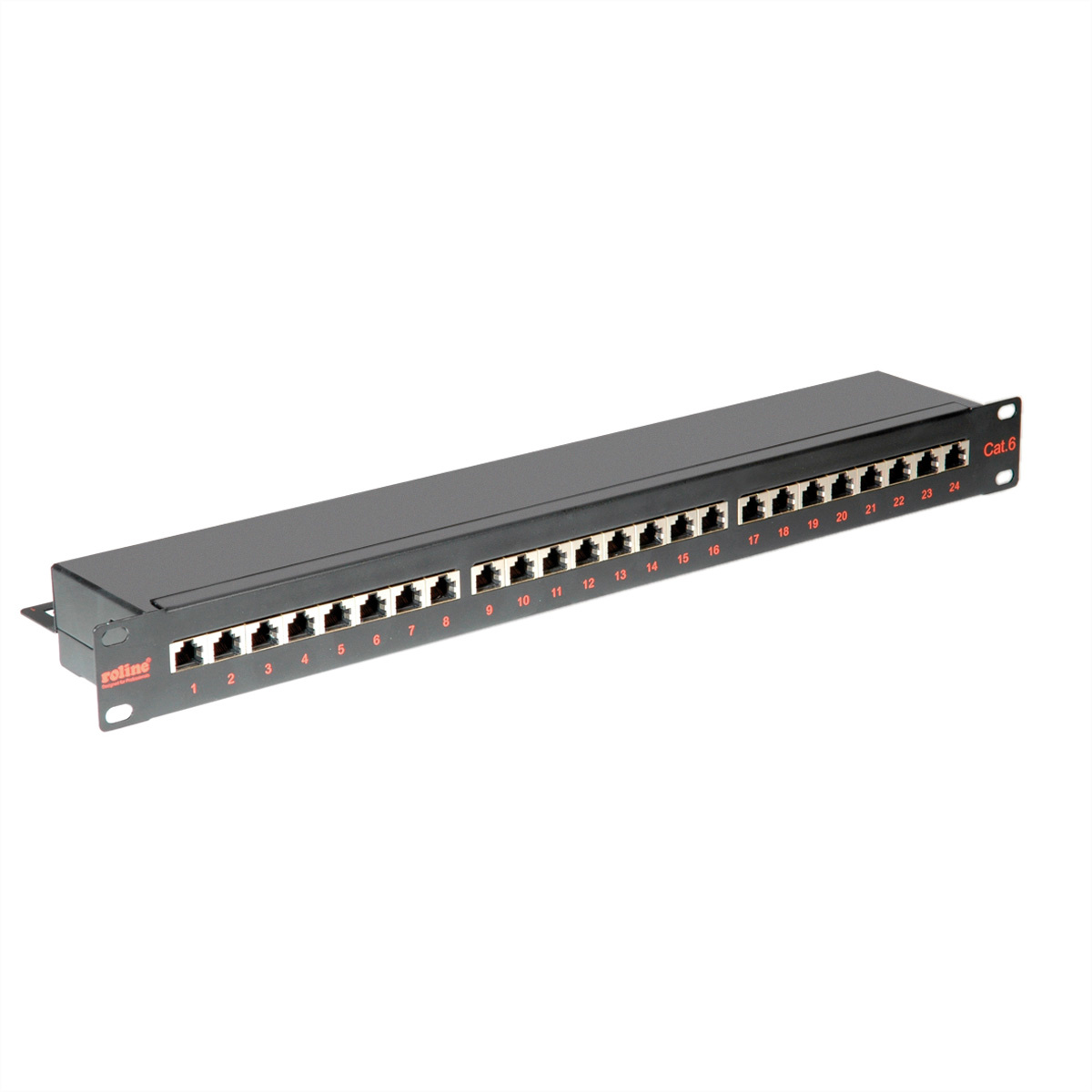 Roline Cat.6 19" patchpanel, 24 ports, STP, zwart"