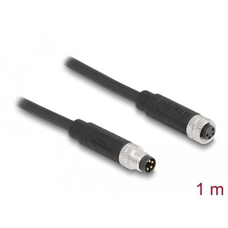DeLOCK Delock M8 4 pin Cable A-coded male to female PUR (TPU) 1 m