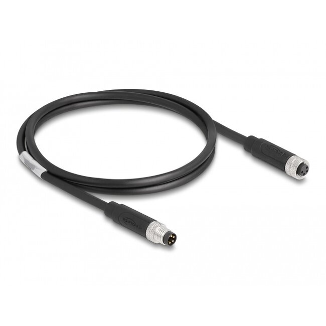 Delock M8 4 pin Cable A-coded male to female PUR (TPU) 1 m