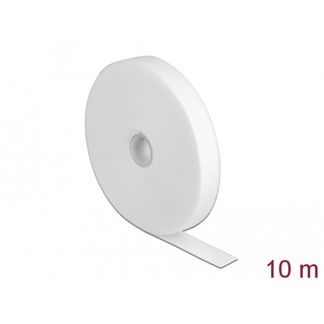 Delock Hook-and-loop tape on roll L 10 m x W 20 mm white