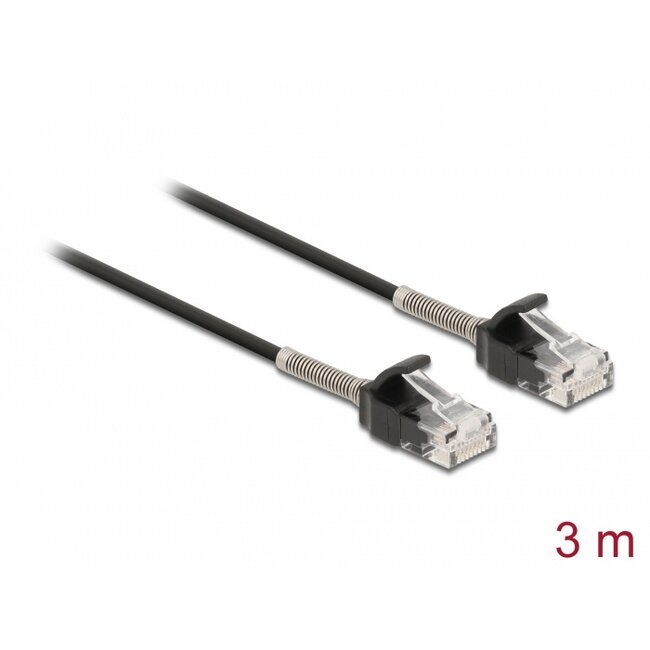Delock Cable RJ45 plug to RJ45 plug with bend protection Cat.6A 3 m black