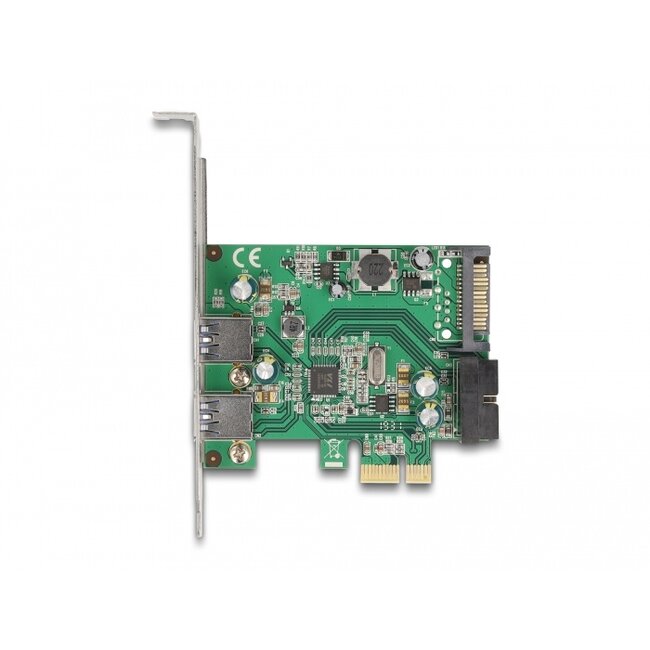 Delock PCI Express x1 Card to 2 x external USB 3.2 Gen 1 Type-A + 1 x internal 19 pin USB pin header male - Low Profile Form Factor