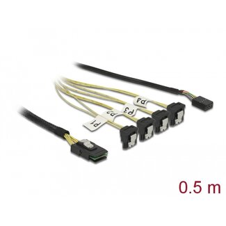 DeLOCK Delock Cable Mini SAS SFF-8087 > 4 x SATA 7 Pin angled + Sideband 0.5 m