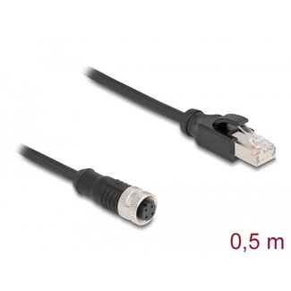 DeLOCK Delock M12 Adapter Cable D-coded 4 pin female to RJ45 male 50 cm