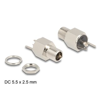 DeLOCK Delock Connector DC 5.5 x 2.5 mm female bulkhead soldering version - Hexagon 20 V / 9 A