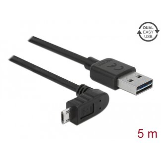 DeLOCK Delock Cable EASY-USB 2.0 Type-A male > EASY-USB 2.0 Type Micro-B male angled up / down 5 m black