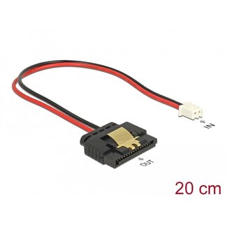 DeLOCK Delock Cable Power 2 pin female > 1 x SATA 15 pin receptacle (5 V) metal clip 20 cm