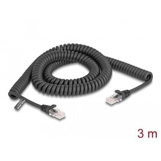 DeLOCK Delock RJ45 Coiled Cable male to male Cat.5e 3 m black