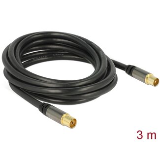 DeLOCK Delock Antenna Cable IEC Plug > IEC Jack RG-6/U 3 m black