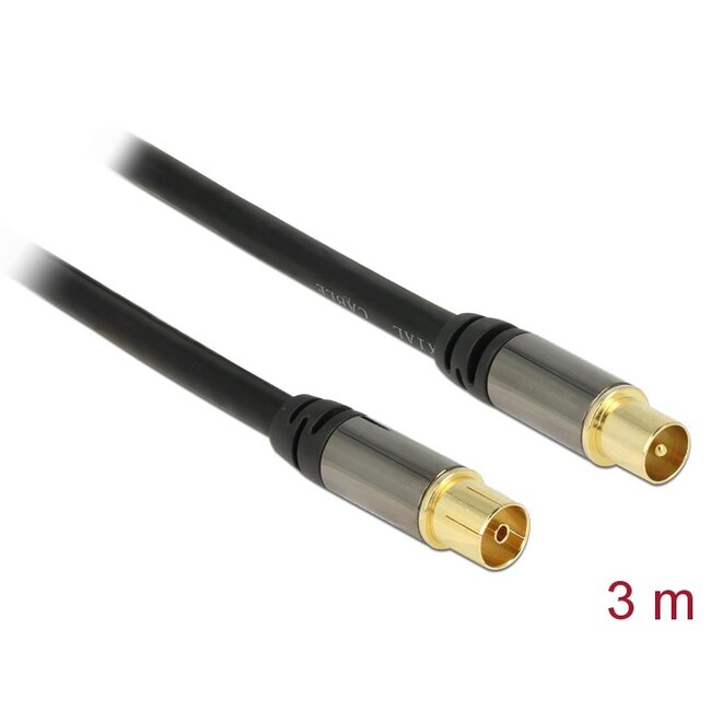 Delock Antenna Cable IEC Plug > IEC Jack RG-6/U 3 m black