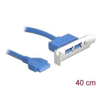 DeLOCK Delock Slot bracket 1 x 19 pin USB 3.0 pin header female internal > 2 x USB 3.0 Type-A female external Low Profile