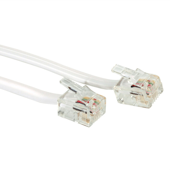 RJ11 platte kabel 6P4C, grijs, 6 m