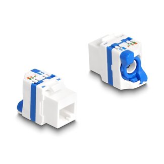 DeLOCK Delock Keystone Module RJ45 jack to LSA Cat.6A toolfree with blue twist lock