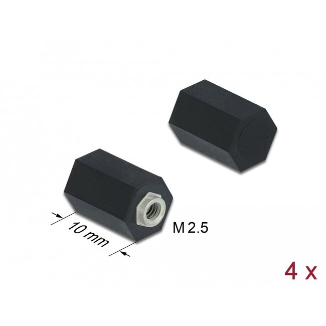Delock Standoff M2.5, hexagon, inside, 10 mm black 4 pcs