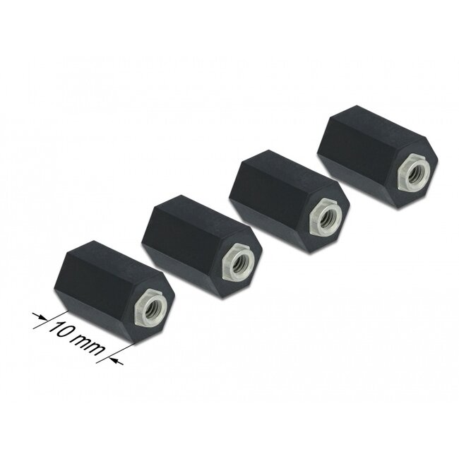 Delock Standoff M2.5, hexagon, inside, 10 mm black 4 pcs