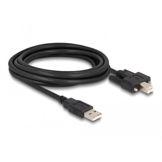 Delock Cable USB 2.0 Type-A male to Type-B male with screws 3 m