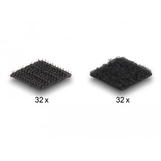 DeLOCK Delock Hook-and-loop dots, square, self-adhesive, 64 pieces black