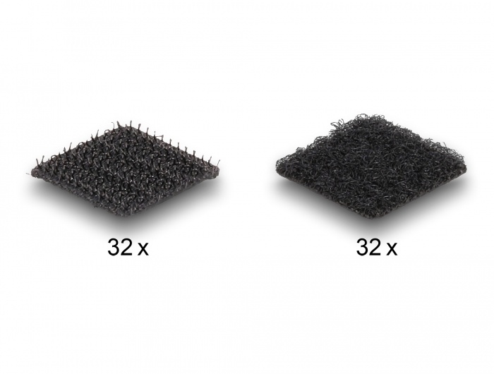 Delock Hook-and-loop dots, square, self-adhesive, 64 pieces black |