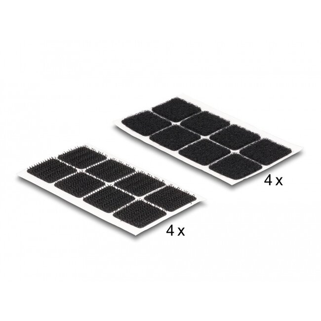 Delock Hook-and-loop dots, square, self-adhesive, 64 pieces black